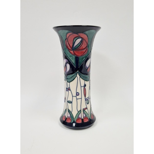 18 - Moorcroft pottery Macintosh pattern tapering trumpet shaped flower vase, designed by Rachel Bishop, ... 