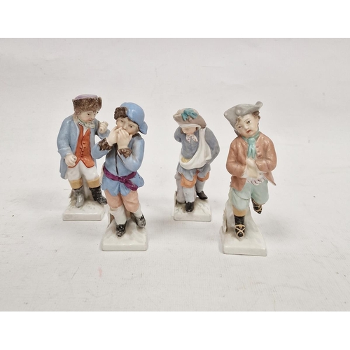 19 - Four late 19th century Berlin-style porcelain figures emblematic of months of the year, spurious blu... 