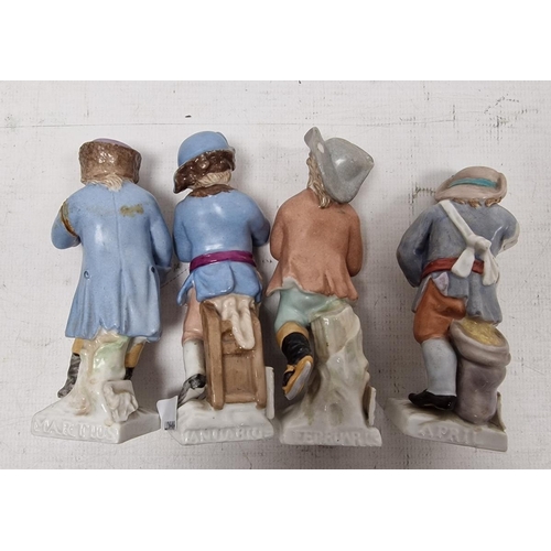 19 - Four late 19th century Berlin-style porcelain figures emblematic of months of the year, spurious blu... 