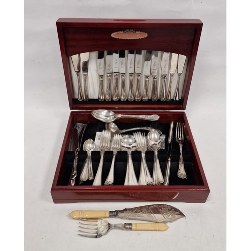 194 - Set of Cooper Ludlam EPNS table flatware, thread and shell pattern, for six persons, pair of cream f... 