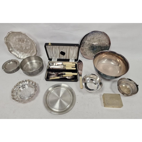 195 - Quantity of silver-plated items including coasters, small punch bowl and flatware