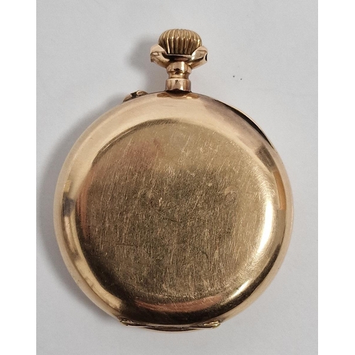 207 - 14K gold pocket watch, button winding with subsidiary seconds dial (second dial, hand missing and so... 