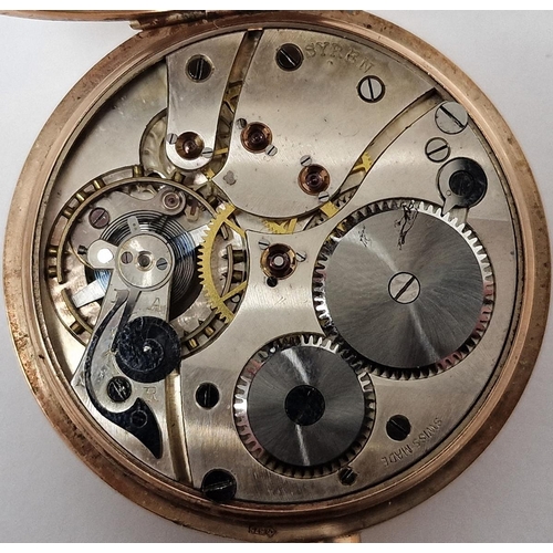 217 - 9ct gold pocket watch, button winding, with subsidiary seconds dial and a gilt albert chain with gol... 