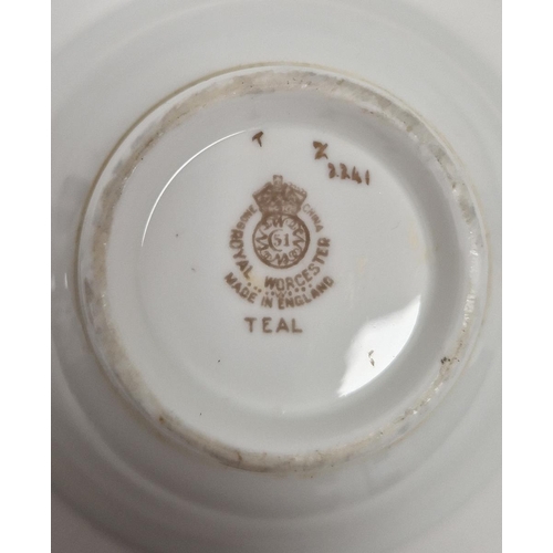 22 - Royal Worcester bone china ornithological part tea service, printed brown factory marks, date codes ... 