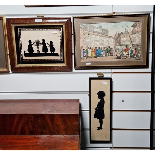 251 - School of Augustin Edouart (French 1789-1861)
 20th century reverse silhouette painting on glass, un... 