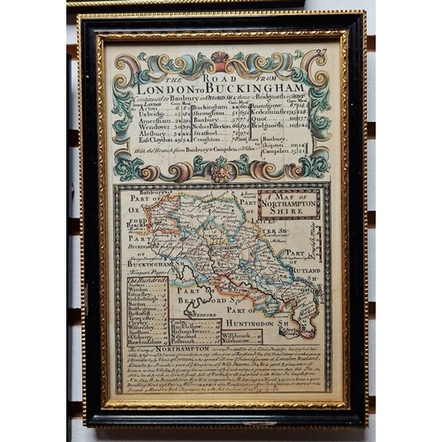 266 - Christopher Saxton & William Kip
 Engraved map of Northamptonshire
 Handcoloured, 31cm x 38cm
 Two s... 