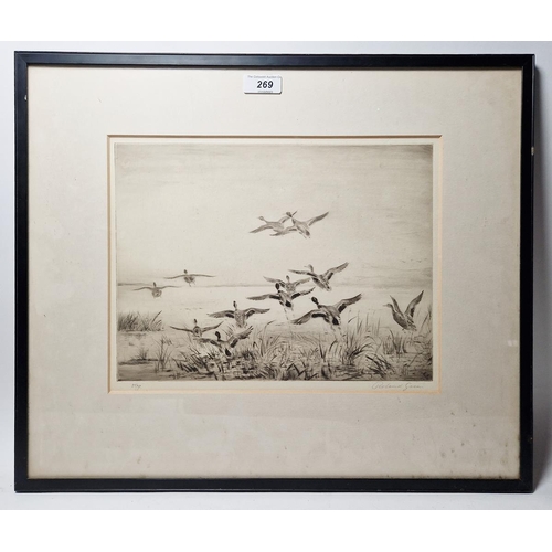 269 - Roland Green (British, 1896-1976)
 Etching
 'Ducks alighting', limited edition numbered 50/95?, sign... 