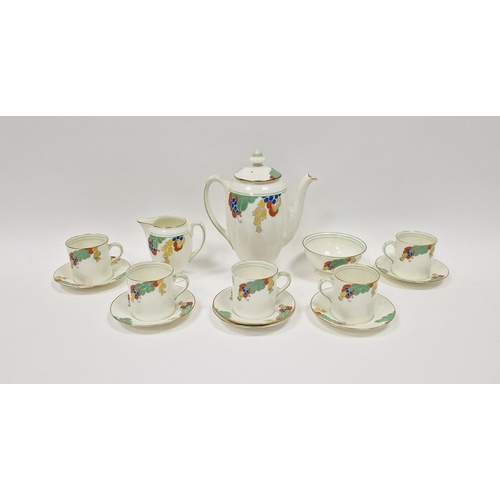 27 - Royal Doulton Art Deco part coffee service, circa 1930s, printed green marks, pattern no. U1536, pri... 