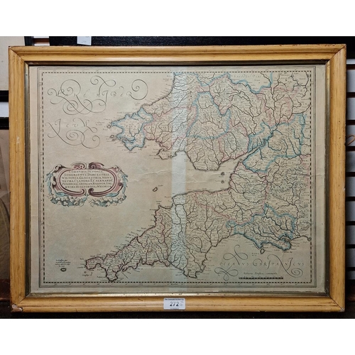 272 - Reproduction of an old engraved map of South Wales and South West England and a map of Cumberland, a... 