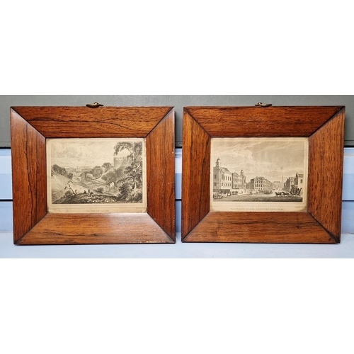 283 - Pair colour prints
 Half-length portrait of princess and her consort, 11cm x 8cm, in birds eye maple... 