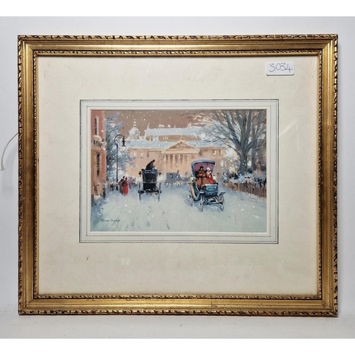 295 - Gilbert Dunlop (20th century, illustrator for Enid Blyton)
 Watercolour & gouache
 Victorian winter ... 