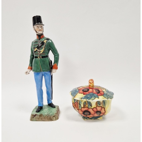 30 - Dresden porcelain figure of a rifleman from the 60th Regiment, circa 1900, printed blue marks, title... 