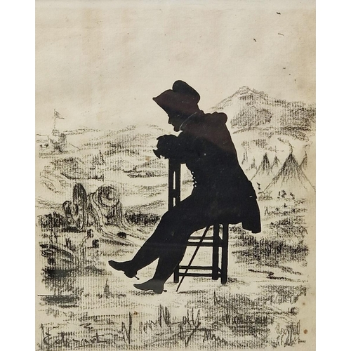 316 - After Augustin Amant Constant Fidele Edouart (1788-1861)
 Silhouette portrait of Napoleon in encampm... 