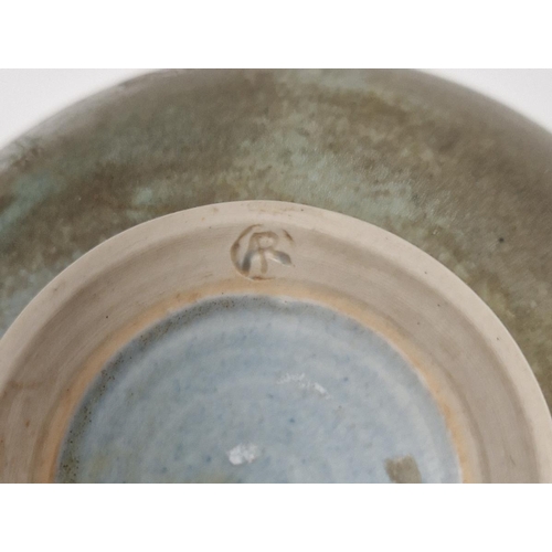 33 - Collection of studio ceramics including a stoneware bowl by G Owen-Jones, a stoneware blue glazed mo... 