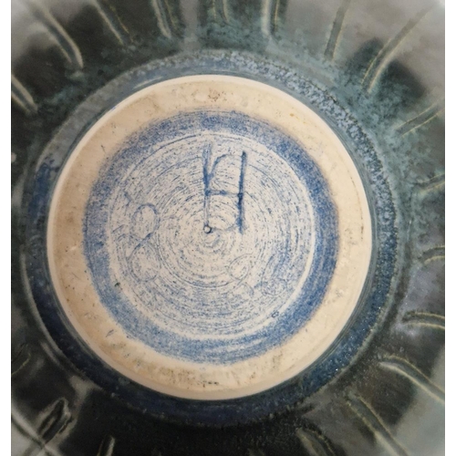 33 - Collection of studio ceramics including a stoneware bowl by G Owen-Jones, a stoneware blue glazed mo... 