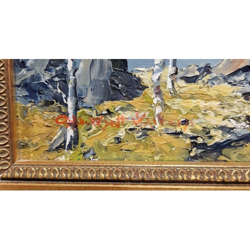 351 - Charles Wyatt Warren (1908-1993)
 Oil on board
 Highland lake scene, signed, 24cm x 54cm