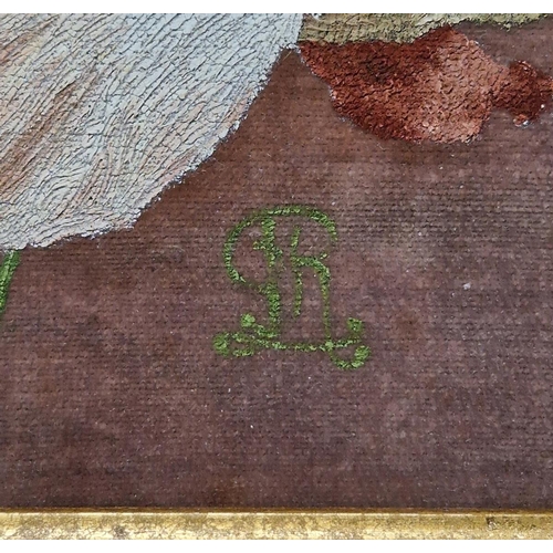 352 - Late 19th/early 20th century school
 Oil on velvet
 Study of magnolias, monogrammed lower right, fra... 