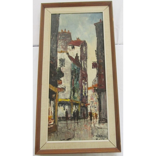 372 - Kjell Sjostrom (early 20th century) 
 Oil on canvas
 Brussels street scene, titled, dated 80 and sig... 