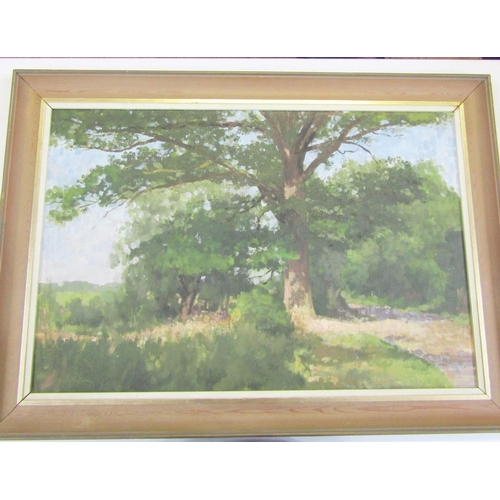 386 - John McLellan
 Oil on board
 Study of an oak, signed, with NEAC label verso, 49cm x 74cm