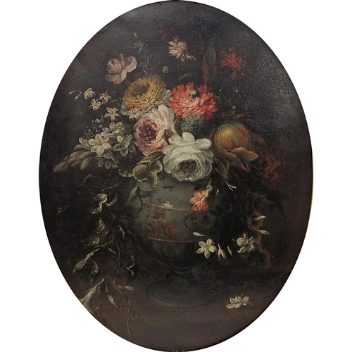 391 - Circle of Gaspar Pieter Verbruggen II  

Pair oils on canvas  Set in oval, floral studies, 64.75cm x... 