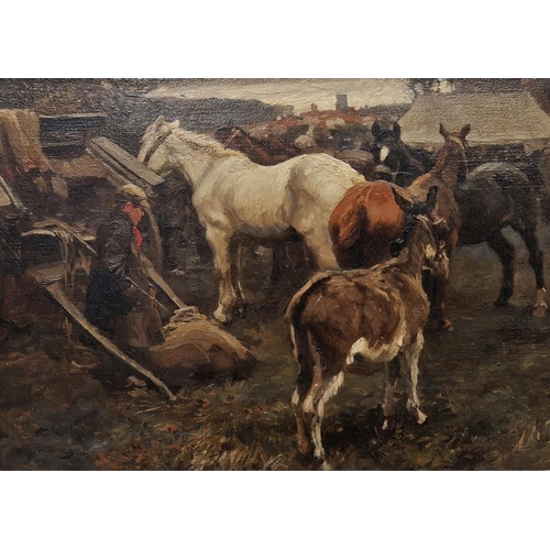 396 - Alfred James Munnings, P.R.A., R.W.S. (1878-1959)
 Barnet Fair
 Oil on canvas, signed and dated A.J.... 