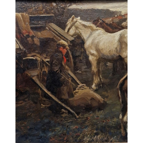 396 - Alfred James Munnings, P.R.A., R.W.S. (1878-1959)
 Barnet Fair
 Oil on canvas, signed and dated A.J.... 