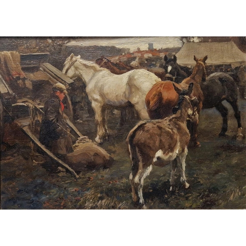 396 - Alfred James Munnings, P.R.A., R.W.S. (1878-1959)
 Barnet Fair
 Oil on canvas, signed and dated A.J.... 