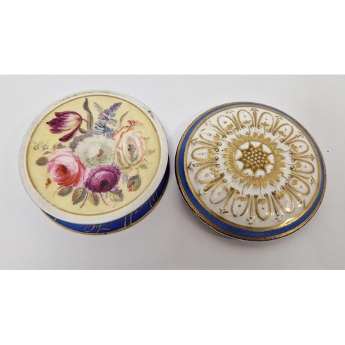 40A - Staffordshire porcelain named and dated circular small box and cover, named and dated for William Wa... 