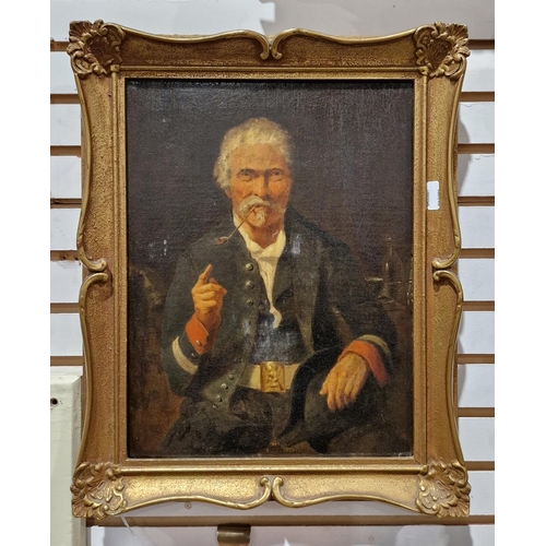 400 - Half-length portrait of a Tyrolean man with pipe, 34cm x 25cm