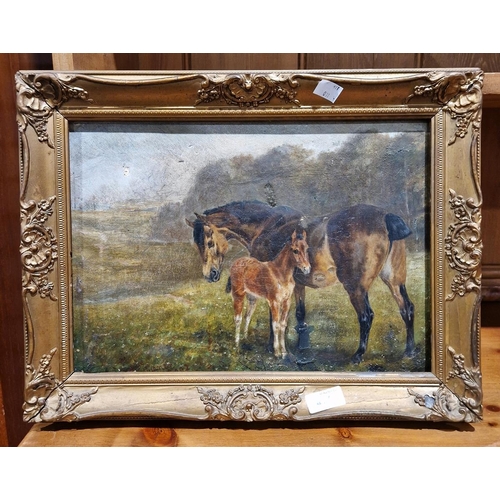 411 - Sophie Turner (19th century)
 Oil on canvas
 Study of a mare and foal in field, signed, 24cm x 34cm