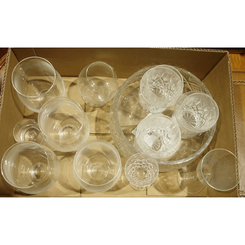 417 - Assorted cut glass and other glassware to include decanters, vases, sundae dishes, fruit bowls, wine... 