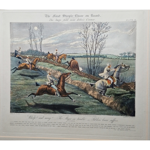 446 - After Henry Thomas Alken
 Colour lithograph
 Set of four colour prints of 'The First Steeple-Chase o... 