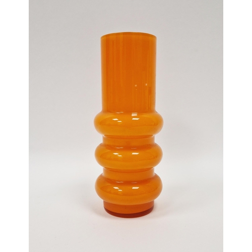 143 - Mid-century Ryd Glasbruk, Sweden, hooped cased glass vase in orange colourway, 21cm high