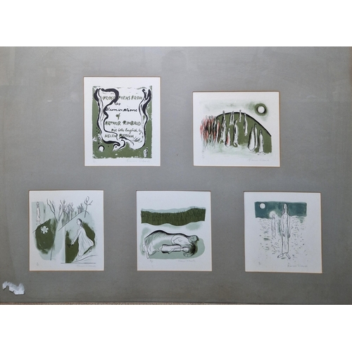 9 - After Frances Richards (1903-1985)
  Three framed panels of lithographs on paper, circa 1975
 'Prose... 