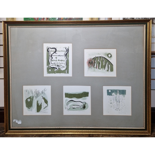 9 - After Frances Richards (1903-1985)
  Three framed panels of lithographs on paper, circa 1975
 'Prose... 