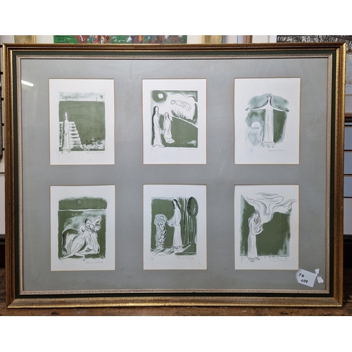 9 - After Frances Richards (1903-1985)
  Three framed panels of lithographs on paper, circa 1975
 'Prose... 