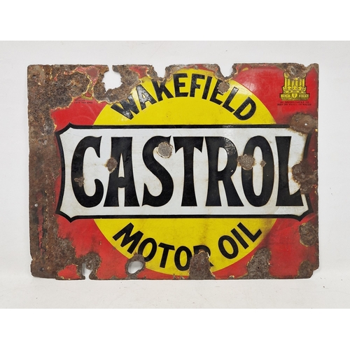 149 - Vintage Wakefield Castrol Motor Oil double-sided enamelled advertising sign, of rectangular form, ma... 