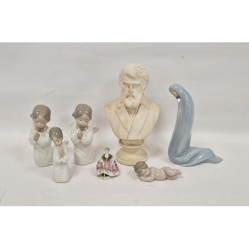 19 - Group of Lladro porcelain figures and other items, including: a figure of the Madonna 17cm high, a p... 