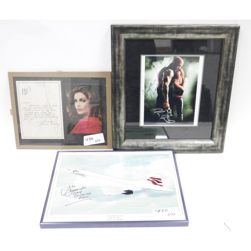 191 - Collection of autographed prints and photos including: Lou Ferrigno (the Hulk), Christina Aguilera, ... 