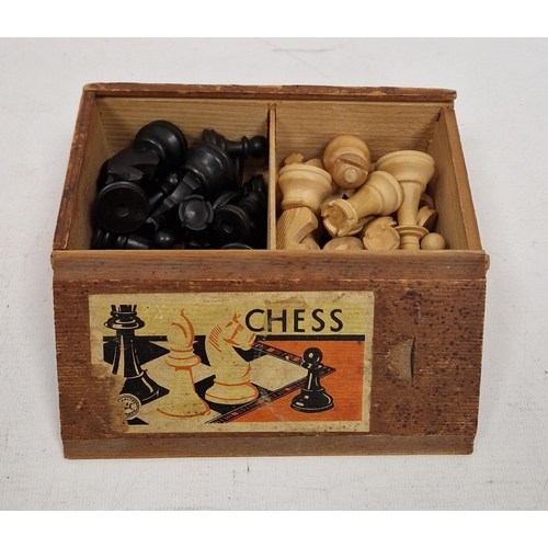 249 - Early to mid 20th century chess set by K & C (London) in labelled pine box and a 20th century Africa... 