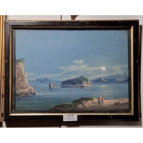 319 - Visida? (19th century Italian School)
 Watercolour and gouache
 View of the bay of Naples by moonlig... 