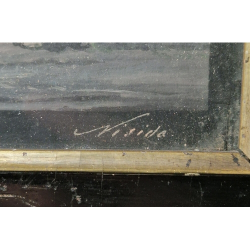 319 - Visida? (19th century Italian School)
 Watercolour and gouache
 View of the bay of Naples by moonlig... 