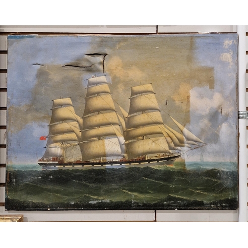 320 - Late19th century English School
 Oil on canvas
 Maritime scene depicting Coolie ship 