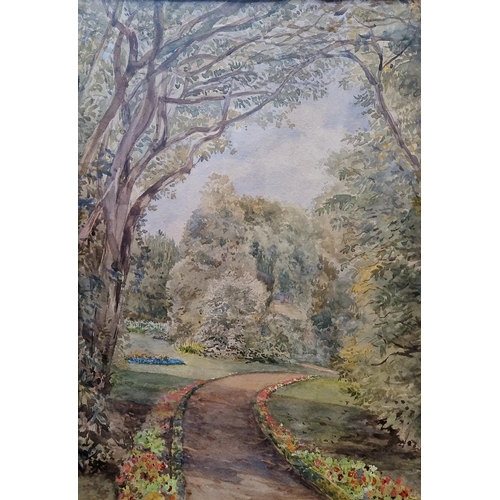 341 - G Broomford (20th century)
 Watercolour
 Woodland scene with path, signed lower left, framed and gla... 