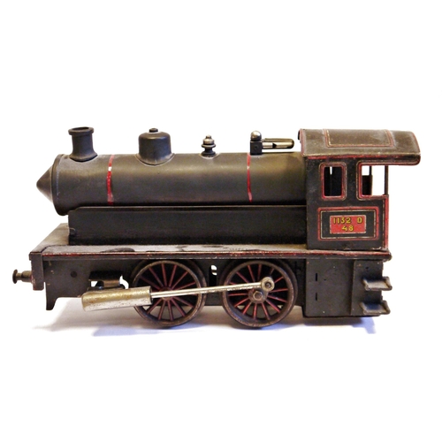 387 - Bing live steam gauge 1 0-4-0 locomotive marked 1132 D 48 with non-coupled wheels