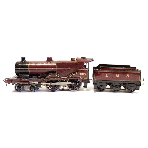 395 - Electric 4-4-0 no.1185 maroon locomotive (appears repainted) with six wheel LMS tender (the tender m... 