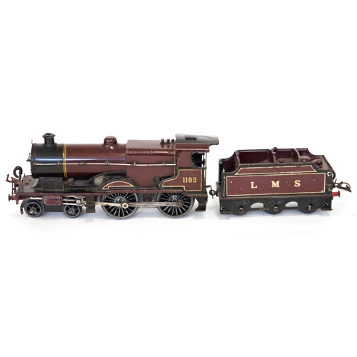 403 - Hornby Series No.2 Special 4-4-0 compound locomotive No.1185 and six wheel LMS tender, converted to ... 