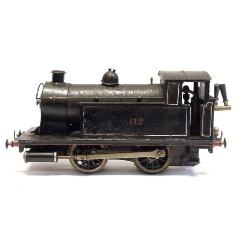 404 - Bing for Bassett-Lowke gauge 1 live steam CR 0-4-0 tank locomotive No. 112 with black and red, white... 