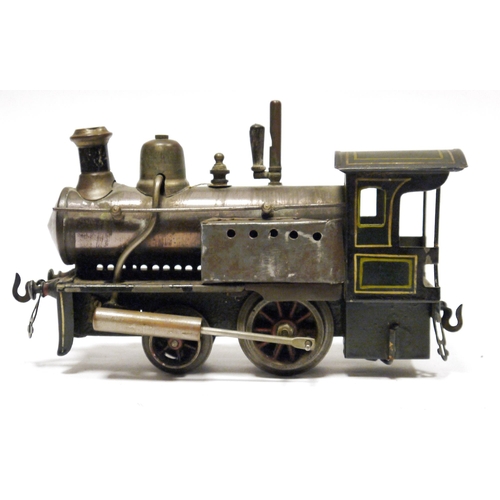 410 - Bing O gauge live steam Storkleg 0-4-0 locomotive (no tender or fuel box) (appears repainted)