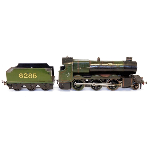 429 - Bassett-Lowke O gauge 2-6-0 live steam locomotive with six wheel No. 6286 tender in green livery (po... 